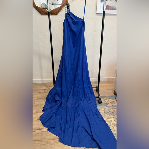 STAUD Mason Dress one shoulder embellished long dress in blue- size XS - Picture 15 of 16